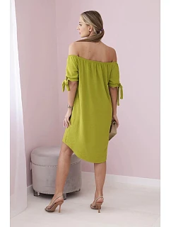 Šaty zviazané na rukávoch kiwi