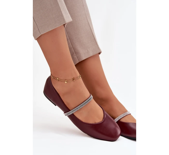 Dámské baleríny s lesklými pásky Bordó Ilirene Dámské baleríny s lesklými pásky Bordó Ilirene