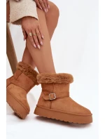 Ženské sněhule na platformě s přezkou a kožešinou Camel Jesella Ženské sněhule na platformě s přezkou a kožešinou Camel Jesella