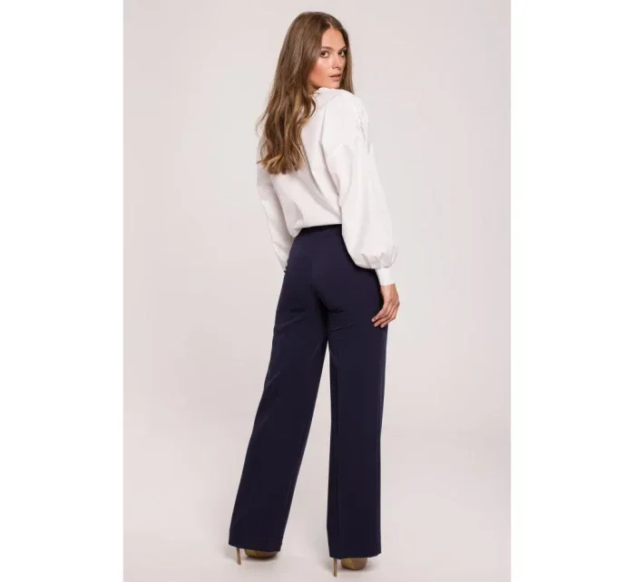 K114 Klasické nohavice s rovnými nohavicami - tmavo modré K114 Klasické nohavice s rovnými nohavicami - tmavo modré