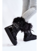 Dámske šnurovacie snehové topánky Black Santero