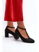 Čierne semišové lodičky na podpätku Raniyah Eco