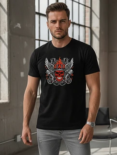 Pánske tričko s potlačou ohnivej lebky NX058R