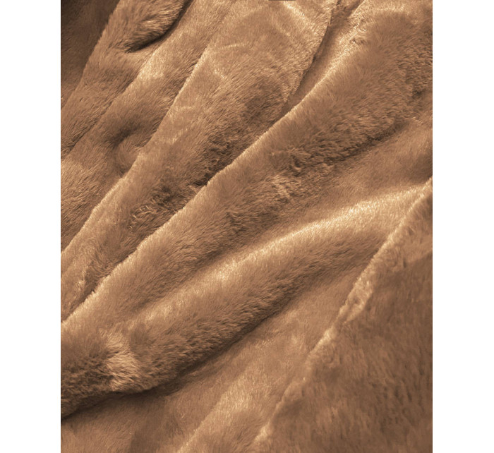 Dámska zimná bunda parka v army farbe s kožušinovou podšívkou (M-21501)