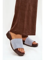 Dámské pantofle se zlatými sponami modré model 21918761 - Boto