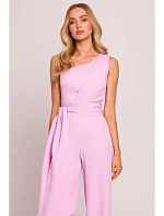 M845 Kombinéza na jedno rameno so šerpou - cukríkovo ružová