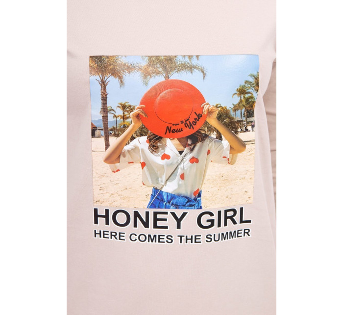 Šaty s potlačou Honey girl beige