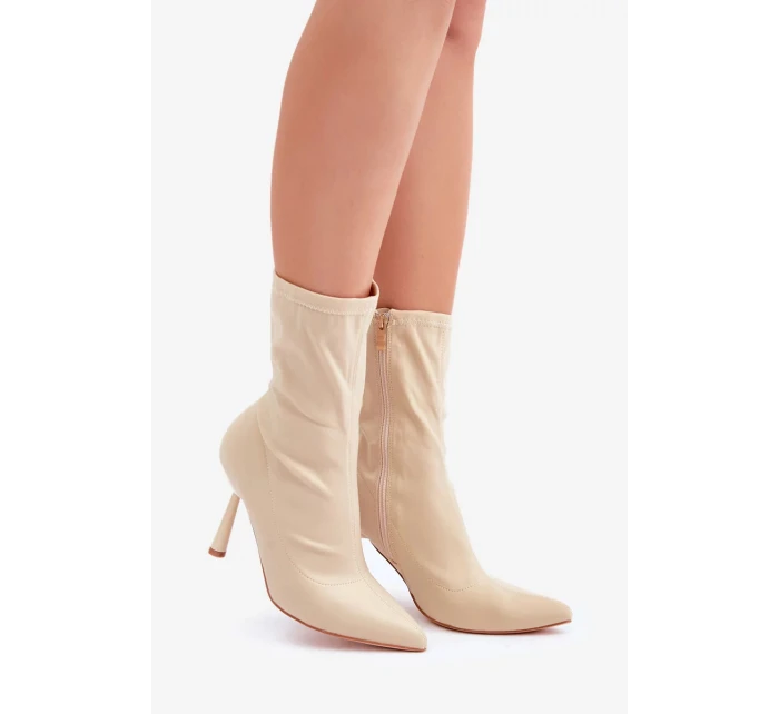 Materiál Kotníkové topánky na podpätku Light Beige Amune Materiál Kotníkové topánky na podpätku Light Beige Amune