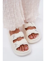 Dámske penové papuče na platforme - ecru