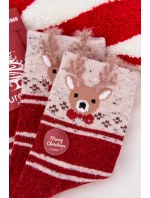 Dámske vianočné ponožky s motívom sobov a pruhmi - červené (alpaková vlna) Dámske vianočné ponožky s motívom sobov a pruhmi - červené (alpaková vlna)