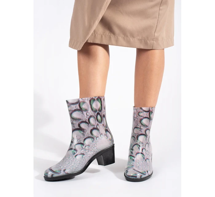 Módne dámske pestrofarebné gumáky na širokom podpätku Módne dámske pestrofarebné gumáky na širokom podpätku