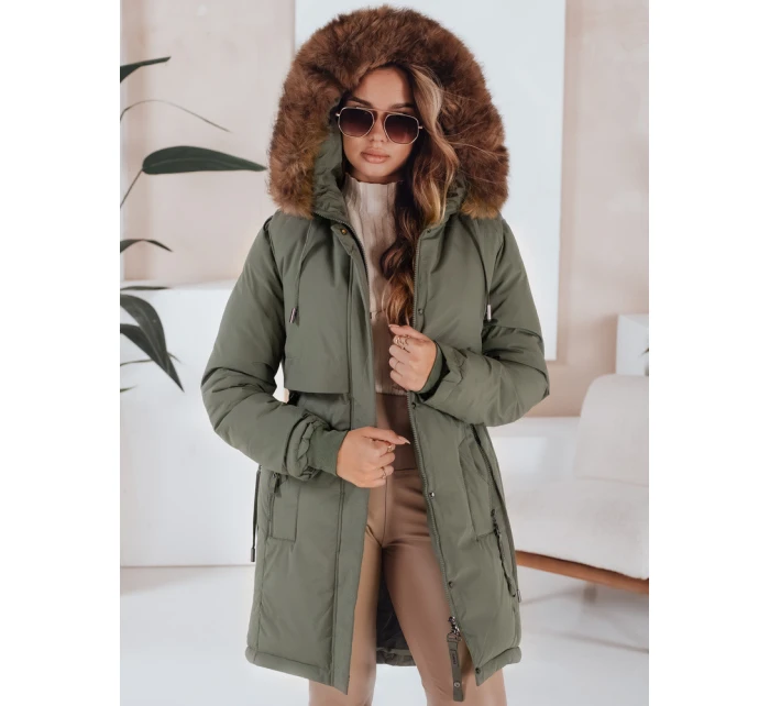 Dámská zimní bunda parka s kapucí zelená Dstreet model 21991264 - FashionStreet