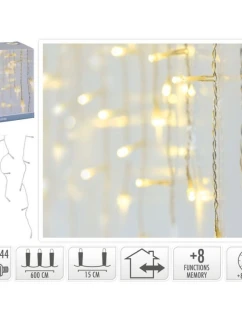 VIANOČNÝ STROMČEK SVETLÁ VONKAJŠIE SVETLO OPONA 180 VIEDOL ČASOVAČ TEPLÁ BIELA PRIEHĽADNÝ KÁBEL