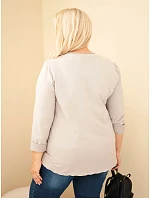 Dámská bavlněná mikina Plus Size s průřezovou vsadkou a kapsou fango zelená Dámská bavlněná mikina Plus Size s průřezovou vsadkou a kapsou fango zelená