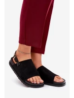 Sandały Damskie Z Eko Zamszu Na Platformie Czarne Migola