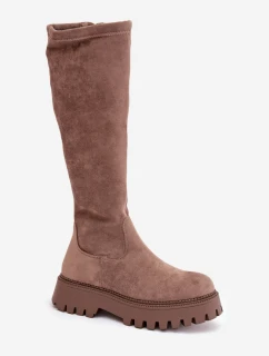 Dámske zateplené topánky na platforme Big Star - béžové