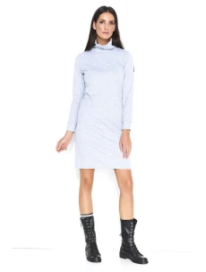 Dámske voľnočasové šaty s rolákom stredne dlhé sivé - Šedá - Makadamové