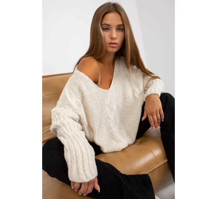 Dámsky sveter Model TW-SW-BI-M903.33X Ecru - Och Bella