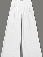Elegantné dámske nohavice s opaskom biele (18727)