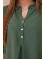 Blúzka s predĺženým chrbtom khaki