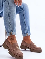 Damskie Półbuty Zamszowe Z Ozdobą Ciemnobeżowe Rosefalls