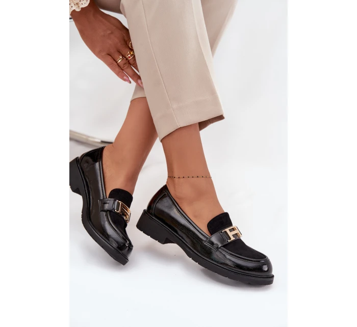 Lakované dámské se zlatým detailem  Černé model 21711999 - S.Barski