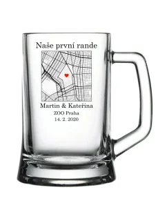Personalizovaná pivní sklenice s mapou 