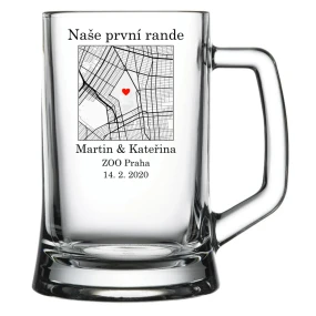 Personalizovaná pivní sklenice s mapou 