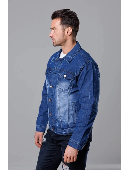 Tmavě modrá pánská džínová bunda model 18347824 - J.STYLE
