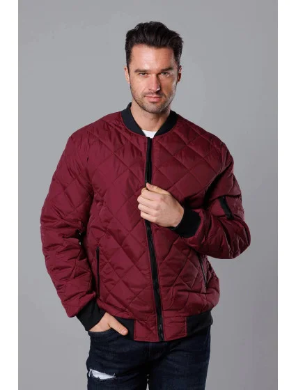 Pánska prešívaná bunda typu "bomber" vo vínovej bordovej farbe (MY01-6)