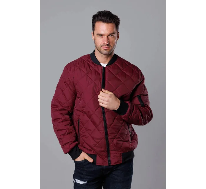 Pánska prešívaná bunda typu "bomber" vo vínovej bordovej farbe (MY01-6)