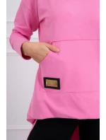 Mikina s kapucí s dlouhými zády růžová