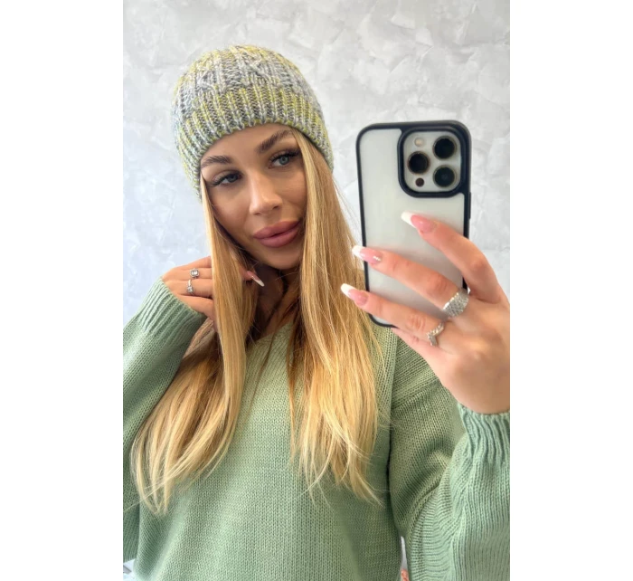 Fleecová čiapka Melisa K241 sivá+olivová Fleecová čiapka Melisa K241 sivá+olivová