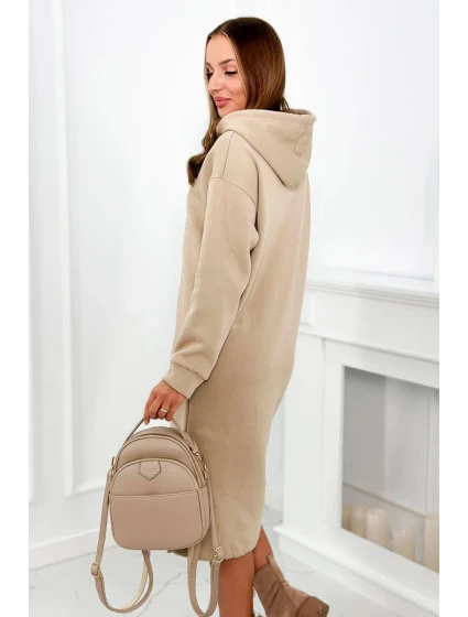 Dlhé izolované šaty s výšivkou svetlo béžová