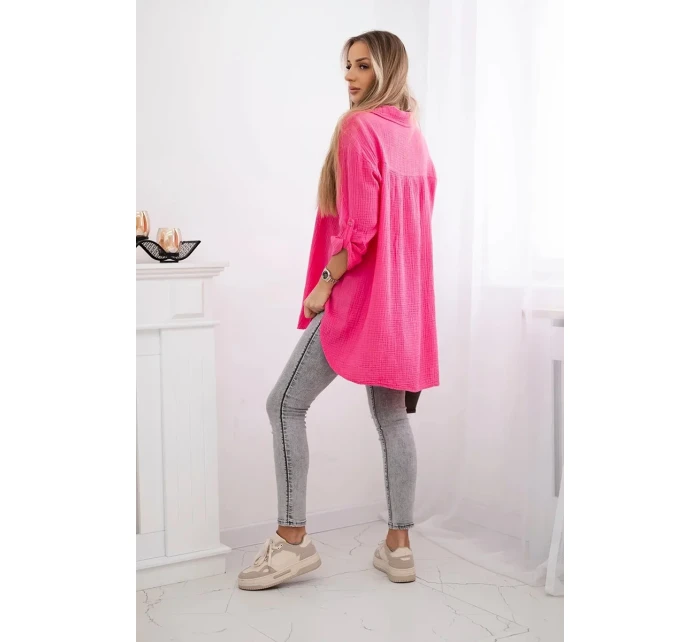 Bavlnená mušelínová košeľa Fuksja