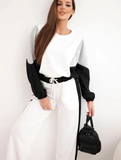 Dámský komplet model 21938016 s volnou mikinou a širokými kalhotami černý - K-Fashion