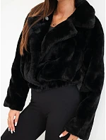 Dámská kožešinová bomber bunda s límcem a kapsami černá Dámská kožešinová bomber bunda s límcem a kapsami černá