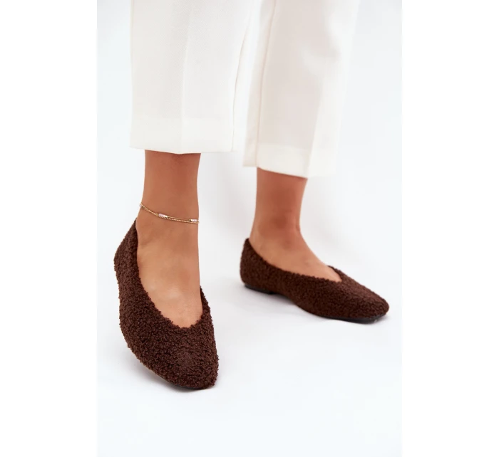Baleriny Damskie Z Futerkiem Typu Baranek Czekoladowe Zimira Baleriny Damskie Z Futerkiem Typu Baranek Czekoladowe Zimira
