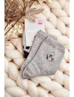 Dámské bavlněné ponožky s nášivkou medvídka, šedá