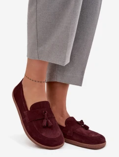 Kožené semišové barefoot mokasíny Zazoo - bordové