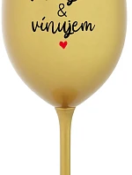 LOVE & WINE - zlatý pohár na víno 350 ml