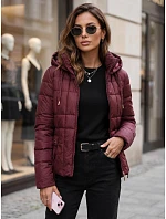 Kurtka damska pikowana z kapturem bordowa model 22341085 - FashionStreet