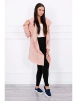 Voľná pláštenka s kapucňou tmavo púdrovo ružová