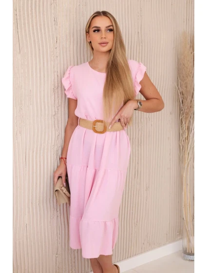 šaty s volánikmi svetloružové