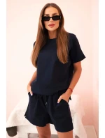 Dámsky set punto s krátkymi rukávmi a šortkami námornícka modrá Dámsky set punto s krátkymi rukávmi a šortkami námornícka modrá