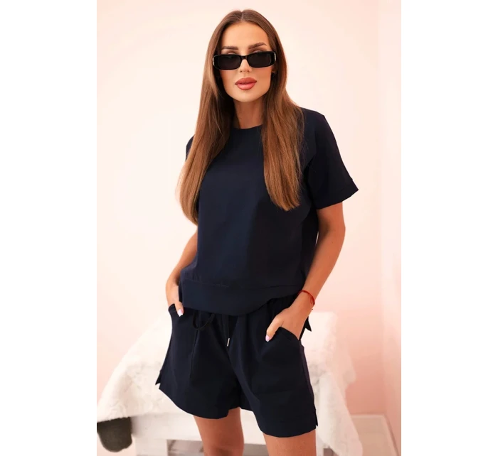 Dámsky set punto s krátkymi rukávmi a šortkami námornícka modrá Dámsky set punto s krátkymi rukávmi a šortkami námornícka modrá