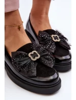 Dámské lakované mokasíny s mašlí model 21648033 černé - Laura Messi
