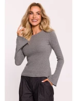 M806 Rebrovaný top s dlhými rukávmi - sivý melír M806 Rebrovaný top s dlhými rukávmi - sivý melír
