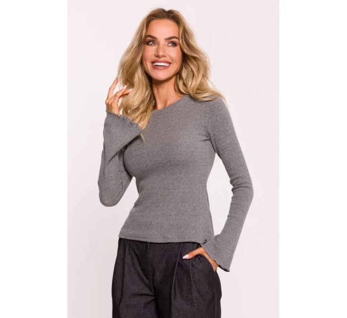 M806 Rebrovaný top s dlhými rukávmi - sivý melír M806 Rebrovaný top s dlhými rukávmi - sivý melír