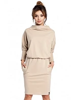 B032 Šaty s kimonovými rukávmi - béžové